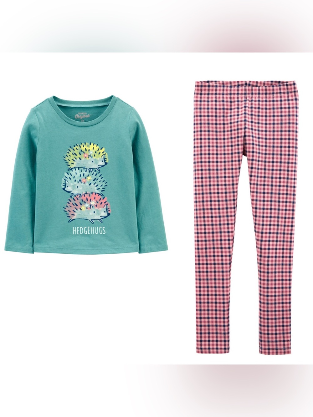 New OshKosh B'gosh Girls 5T Top & Leggings Set Long sleeve Hedgehog Blue Pink